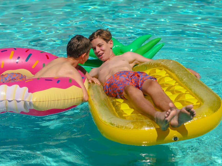 Inflatable boats on crystal clear water